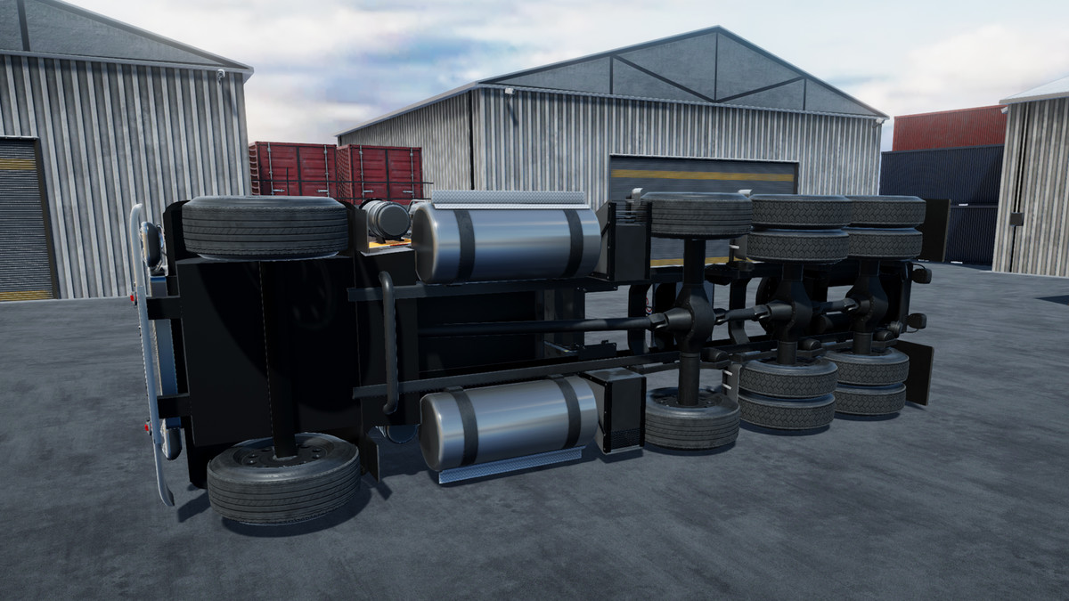 Semitruck with dump trailer