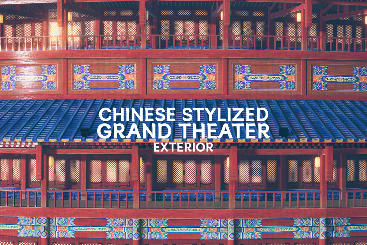 Chinese Stylized Grand Theater Exterior