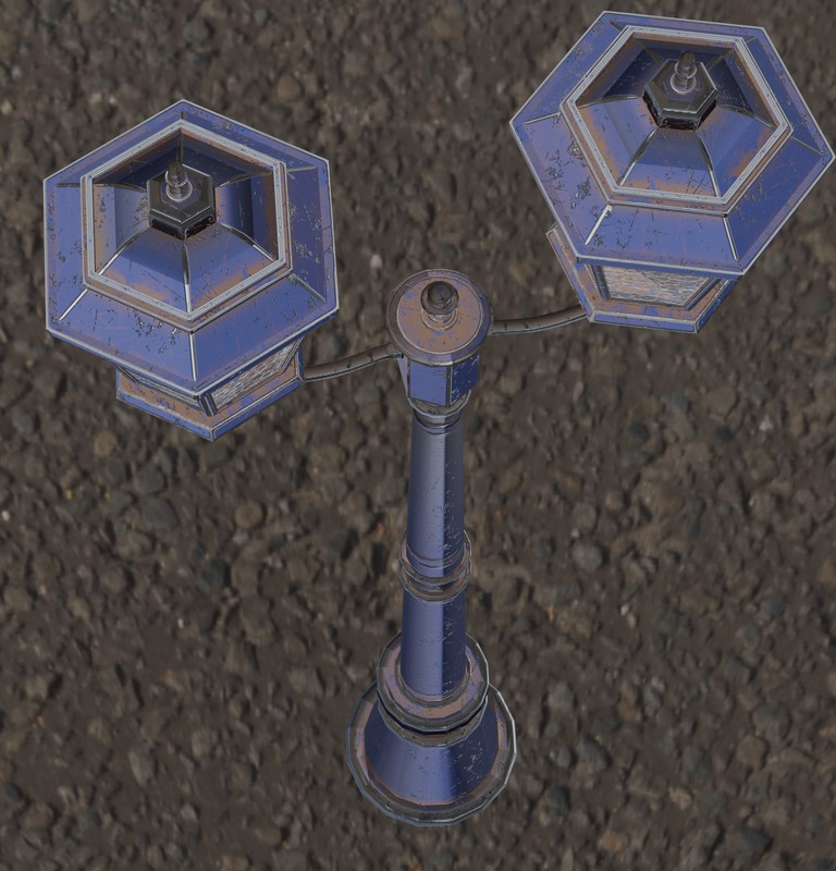 Ornate Double Street Lamp - 4 Texture Variants Pack