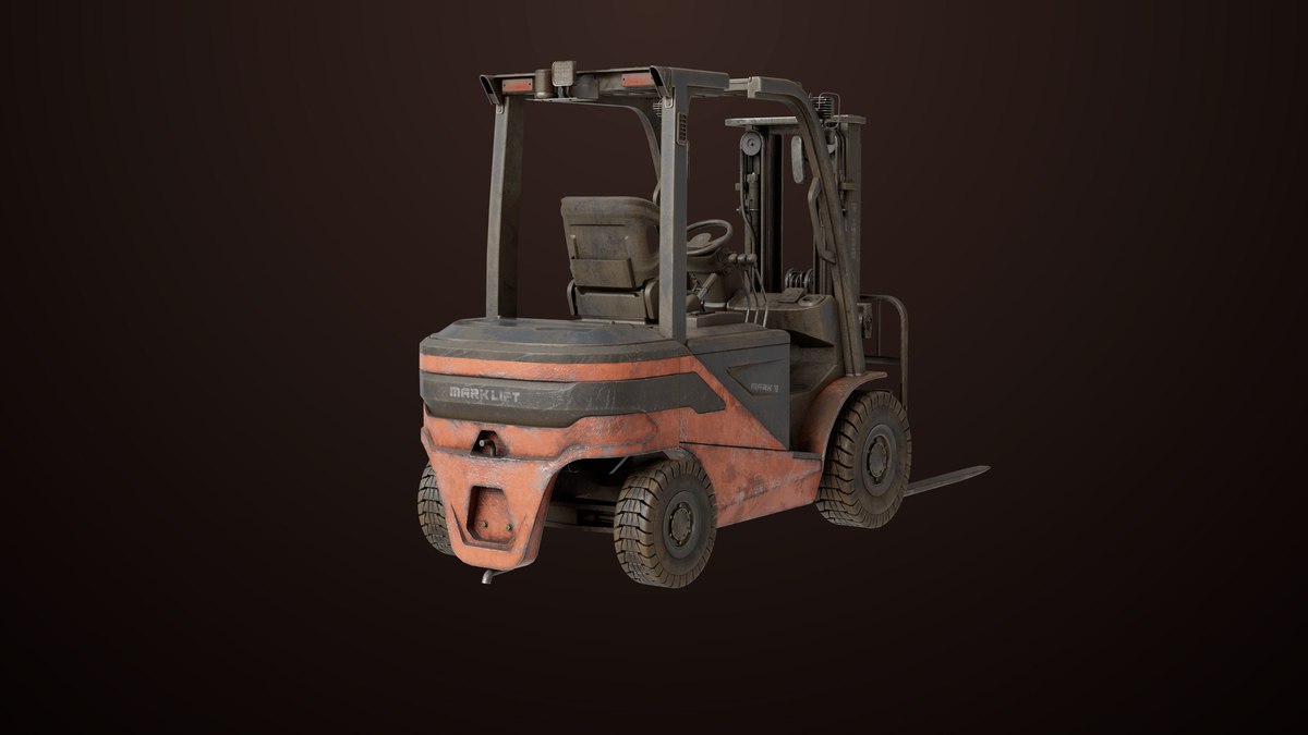 Old Dusty Forklift Truck03 Orange URP HDRP Textures