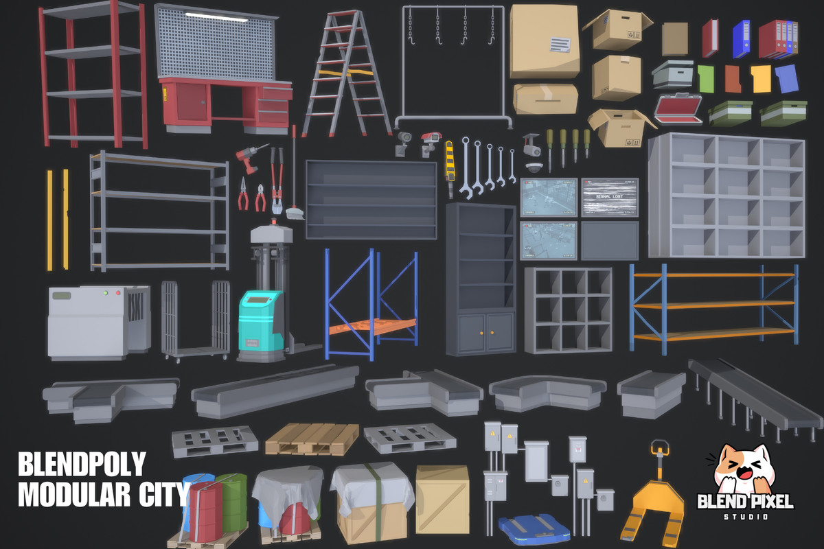 BlendPoly Modular City - Low Poly Assets