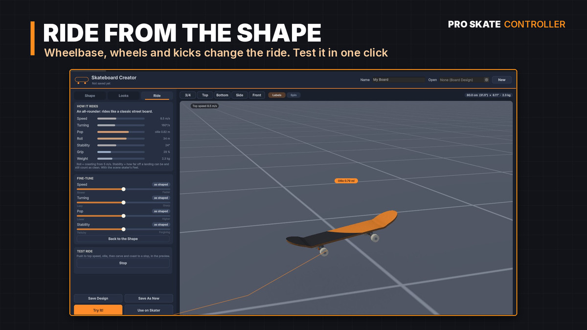 Pro Skate Controller: Physics Skateboarding Kit