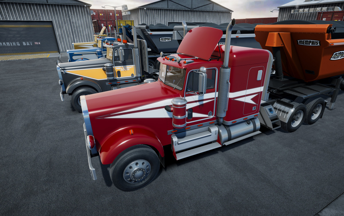 Semitruck with dump trailer