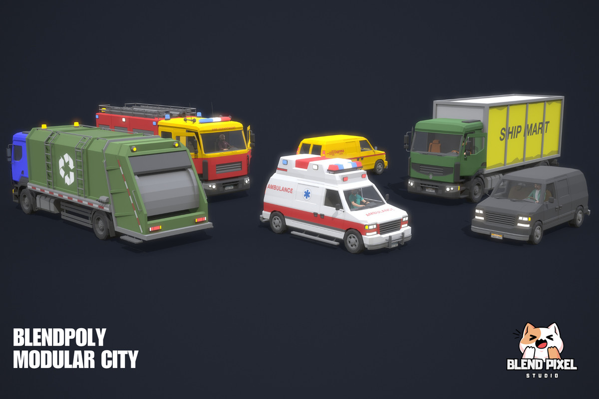 BlendPoly Modular City - Low Poly Assets