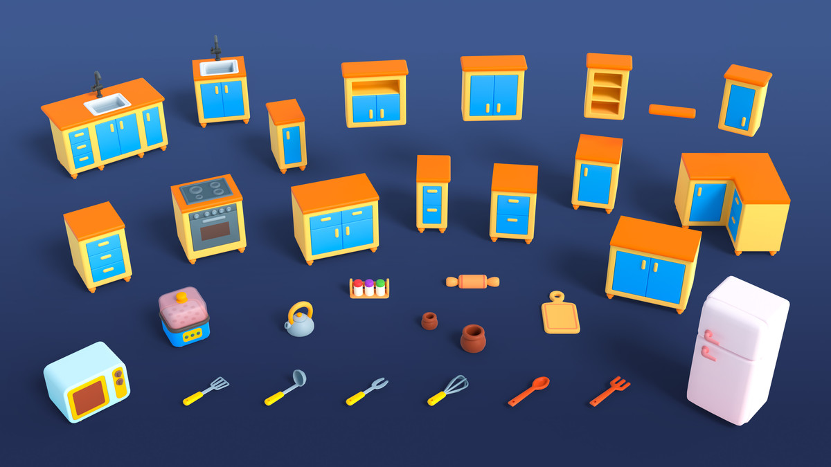 Cute Furniture Mini - Low Poly 3D Models Pack