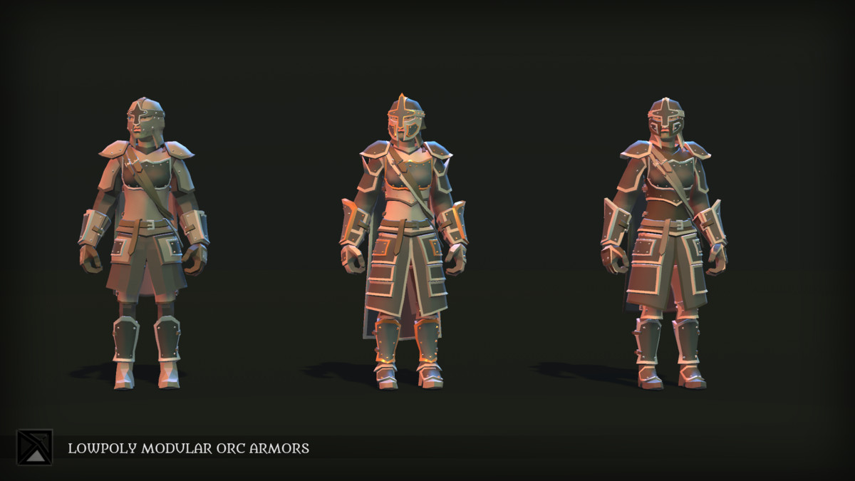 Low Poly Orc Modular Armors Bundle - LOWPOLY MEDIEVAL FANTASY SERIES