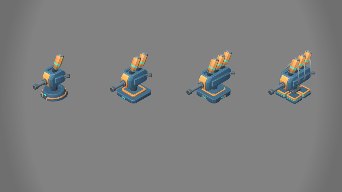 Low Poly Sci-Fi Turrets Pack
