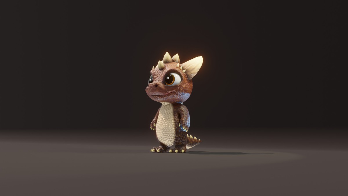 Cartoon Brown Dinosaur 3D Model (Low-Poly, Game-Ready, Animated, Built-In)