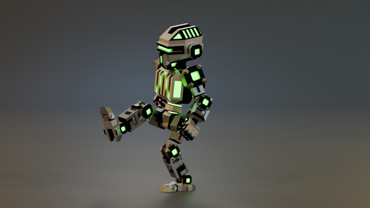 Sci-Fi Robot X-25.3 low-poly stylized
