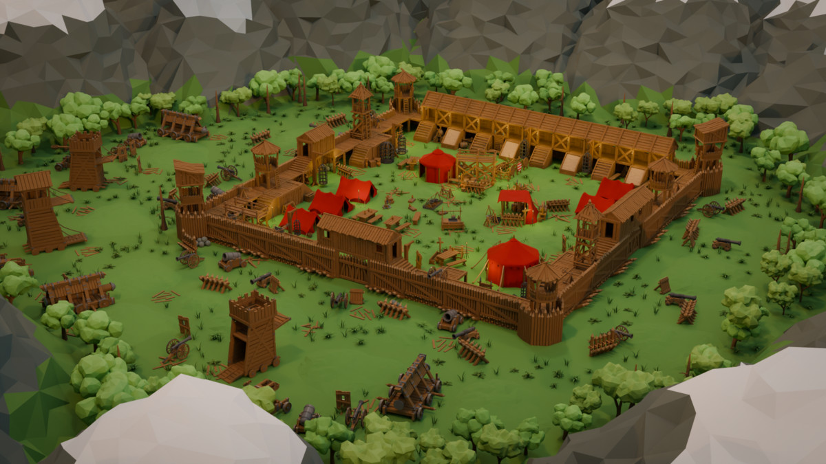 Modular Low Poly Medieval - Fort Kit