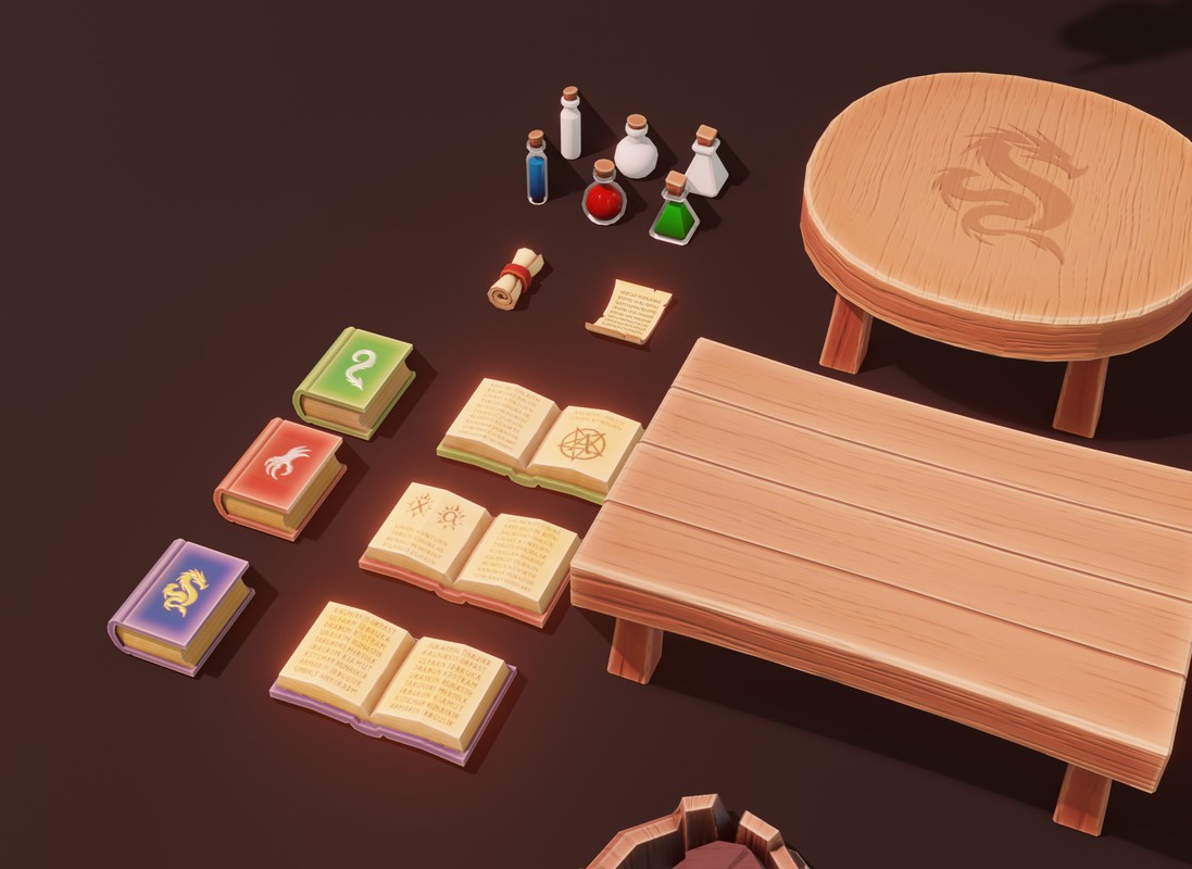 Stylized Fantasy Interiors – Low Poly 3D Props Pack (Built-in)