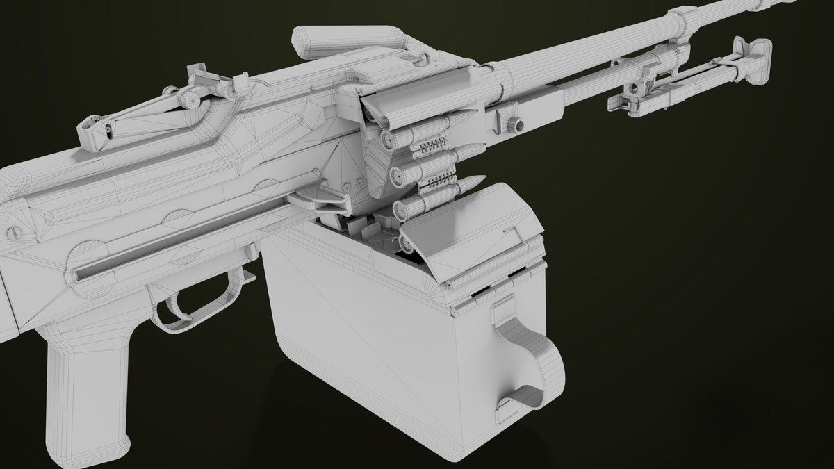 Machine Gun 11 Wood handle URP HDRP Textures