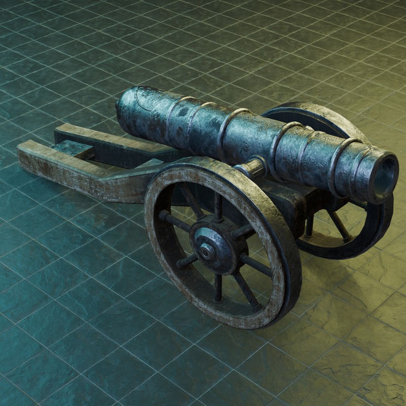 Historical Field Cannon Game Ready with LODs & PBR Textures