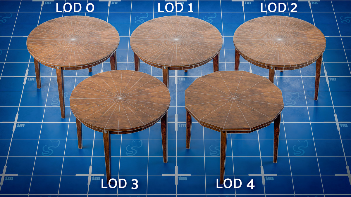 Kitchen Wooden Furniture - Game Ready Props Pack