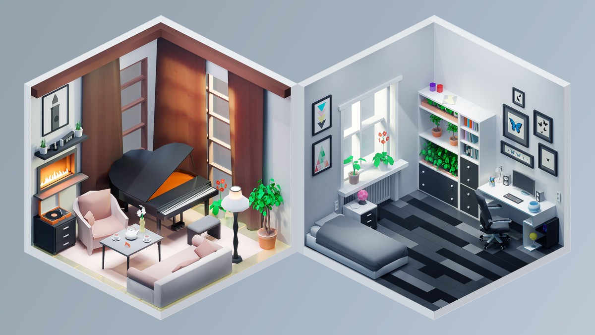 Interior 2 - Low Poly 3D Models Pack