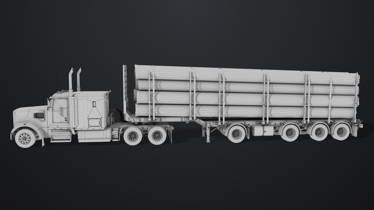 Truck 07 Log Trailer Grey Version URP HDRP Textures