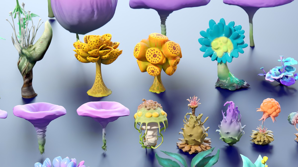 Fantasy Funny Stylized Magical Flora Plants - Low Poly Pack (118 3d models)