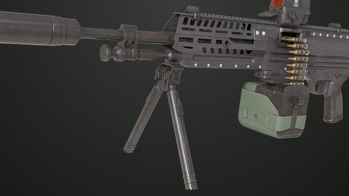 Machine Gun 14 Black URP HDRP Textures
