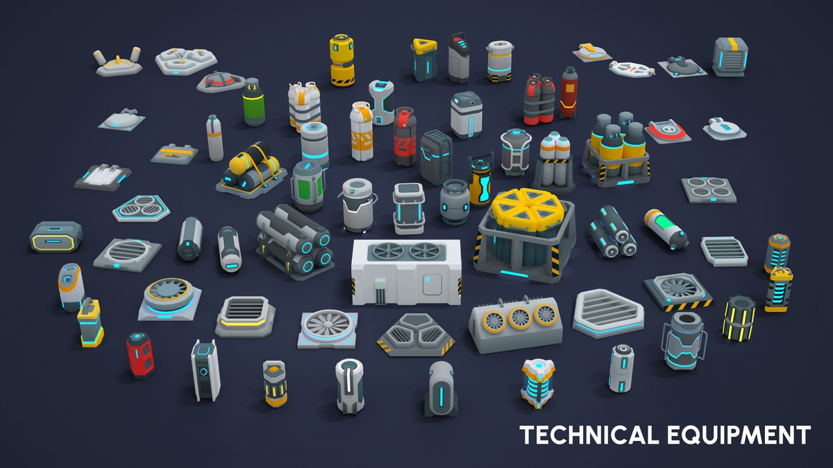 Sci-Fi Props - Low Poly 3D Models Pack