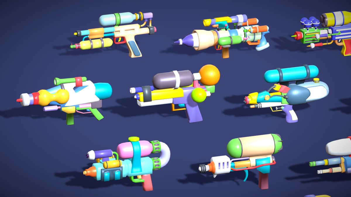 Water Gun Pack – Lowpoly Stylized Cartoon Hyper Casual Toy - Kids Collection