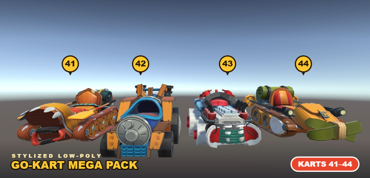 Stylized Low-Poly Go-Kart Mega Pack: 85+ 3D Vehicle Prefabs