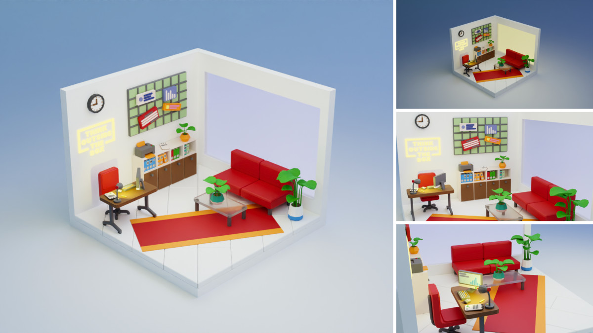 Low Poly Rooms Interiors 3 - Stylized Asset Pack