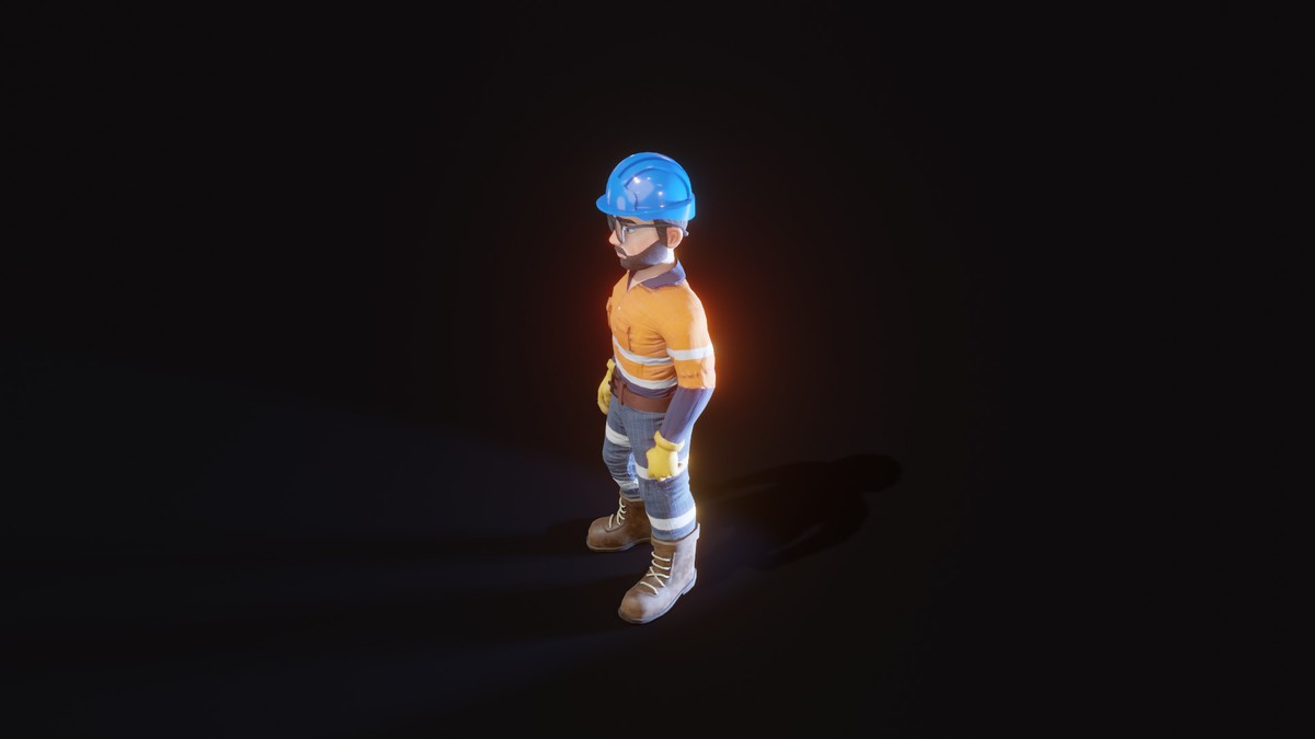 Stylized Male Worker 3D Model – Animated & Customizable (Game-Ready, Built-In)
