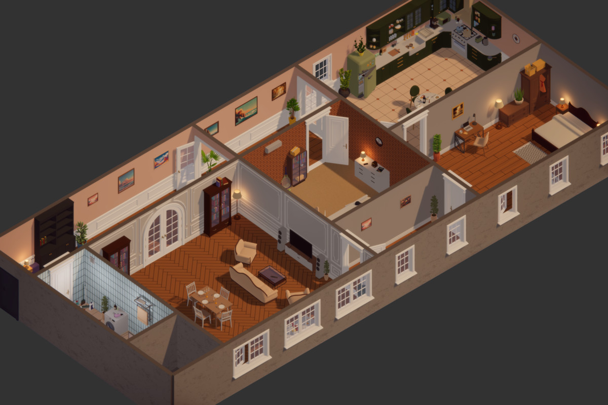Low Poly Apartment Interior & Exterior