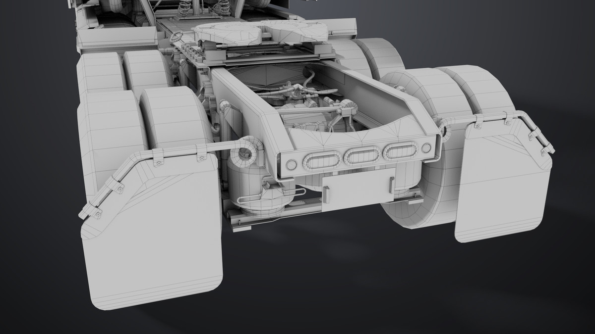 Heavy Truck Chassis 05 White Interior URP HDRP Textures