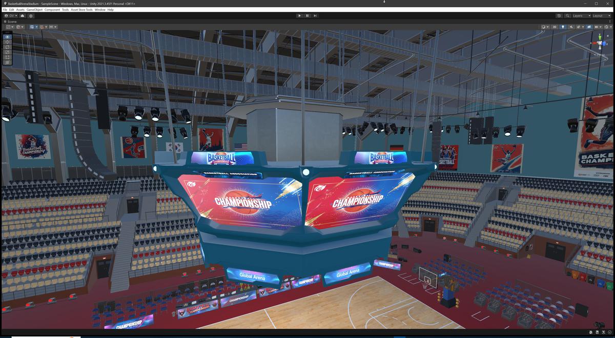 Basketball Arena Stadium Interior - Modular Environment 3D Level