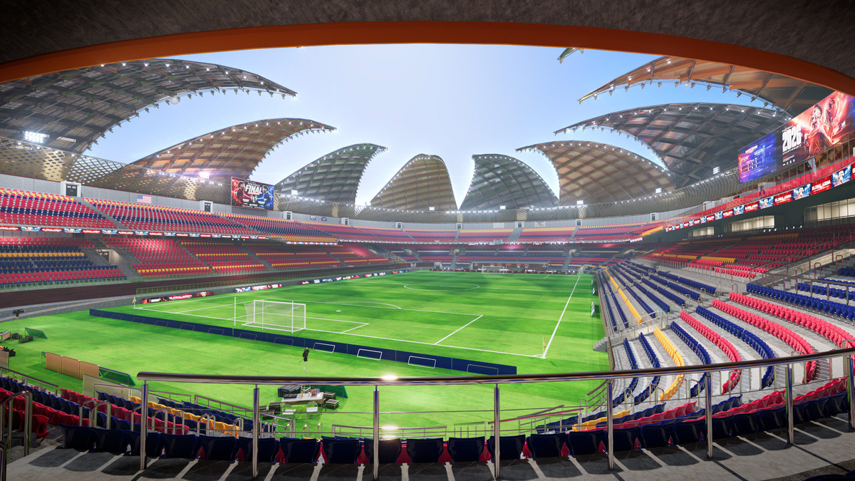 Modular Soccer Football Stadium Arena With 4 Roofs - Sport Environment 3d Level