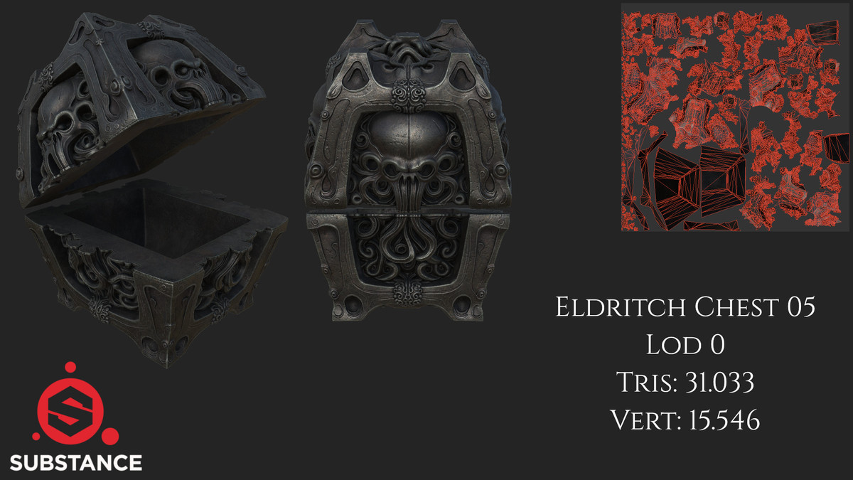 6 Treasure Chests - Eldritch Themed - Dark Fantasy