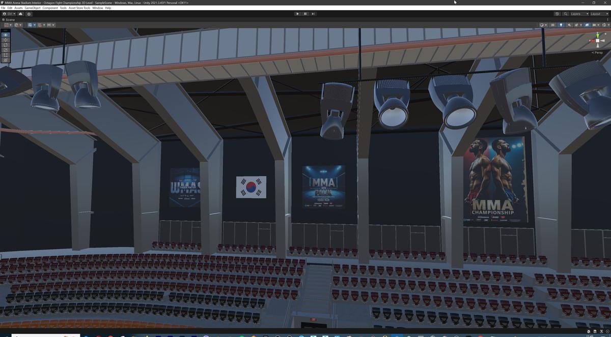 MMA Arena Stadium Interior - Octagon Fight Championship Nodular 3D Level