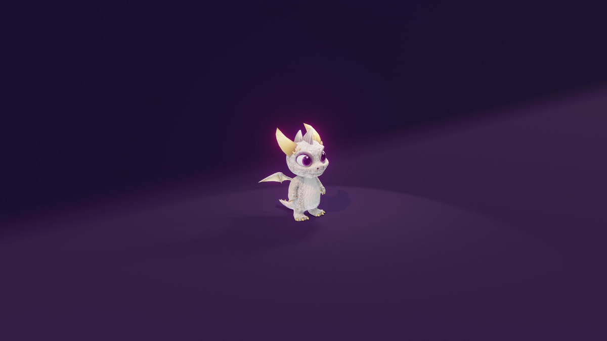 Cartoon White Dragon 3D Model (Low-Poly, Game-Ready, Animated, Built-In)