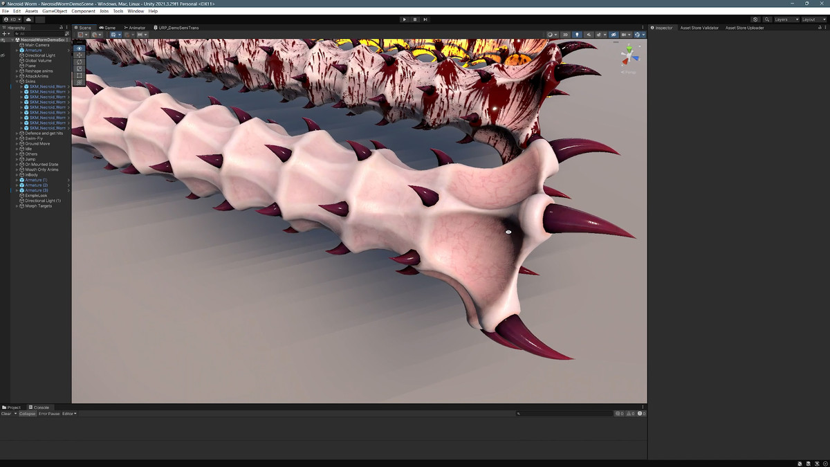 Necroid Worm: a monster worm character for horror games