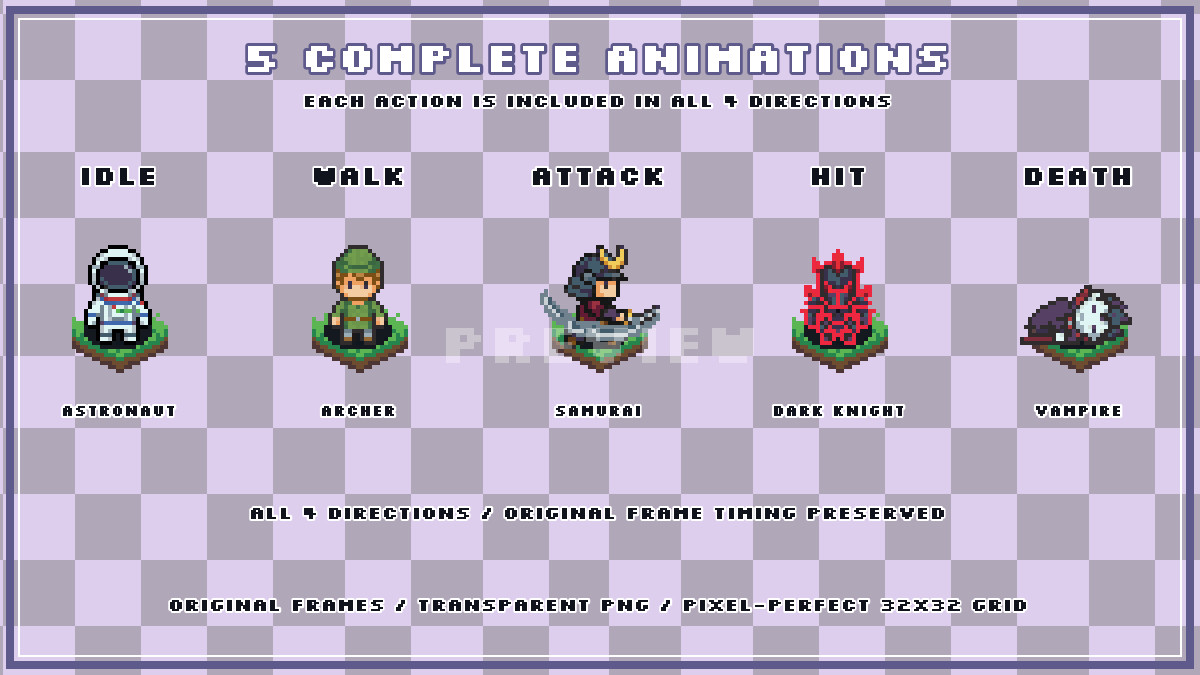 32x32 Top-Down Character Animation Pack