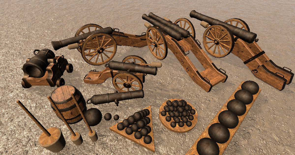 Cannon System Pro | 6 Medieval Animated & Destructible Cannons - Vol.2 Bundle