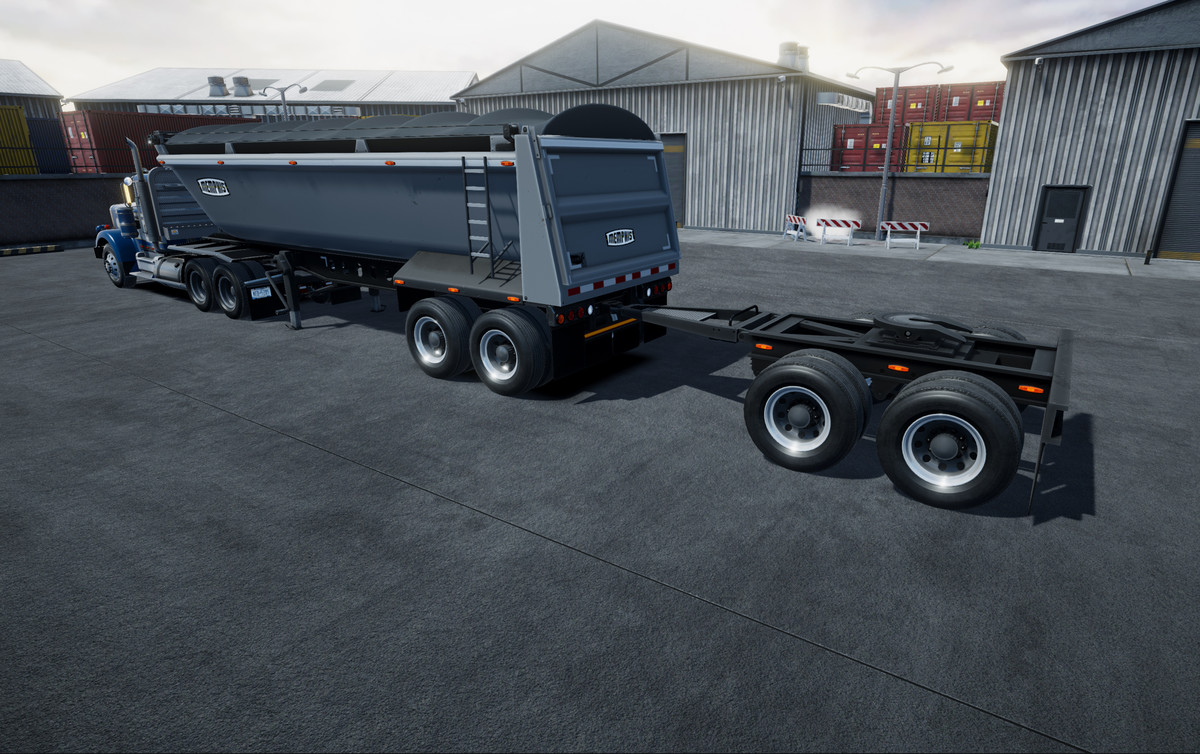 Semitruck with dump trailer