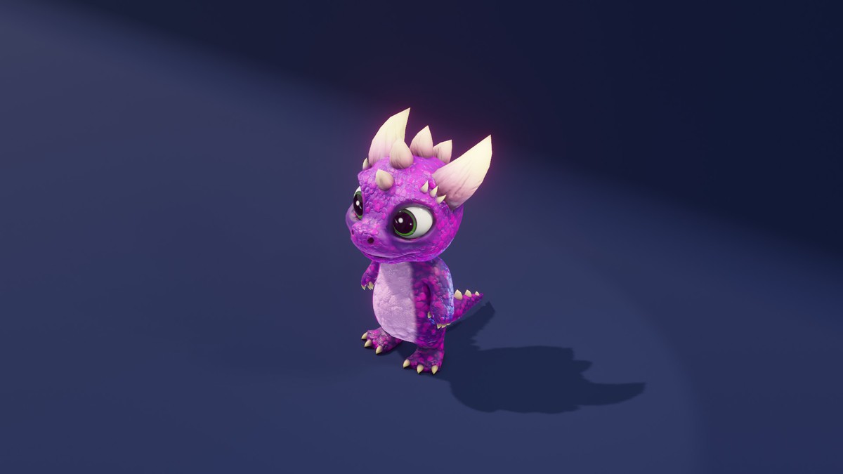 Cartoon Purple Dinosaur 3D Model – Animated Character