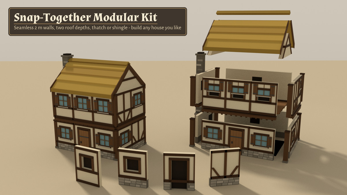 Low Poly Medieval Village - Modular Kit