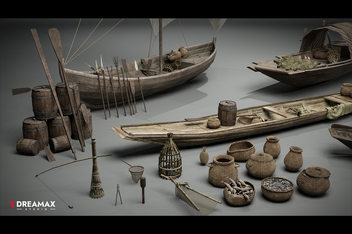 Medieval Fishing Boats Pack Vol. 2 – Fishing Tools & Traps
