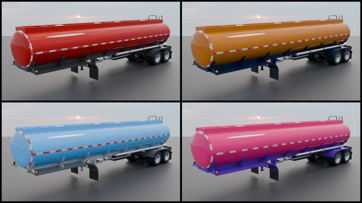 Realistic American Semi Truck + Tanker Trailer | 11 Truck + 8 Tanker Colors