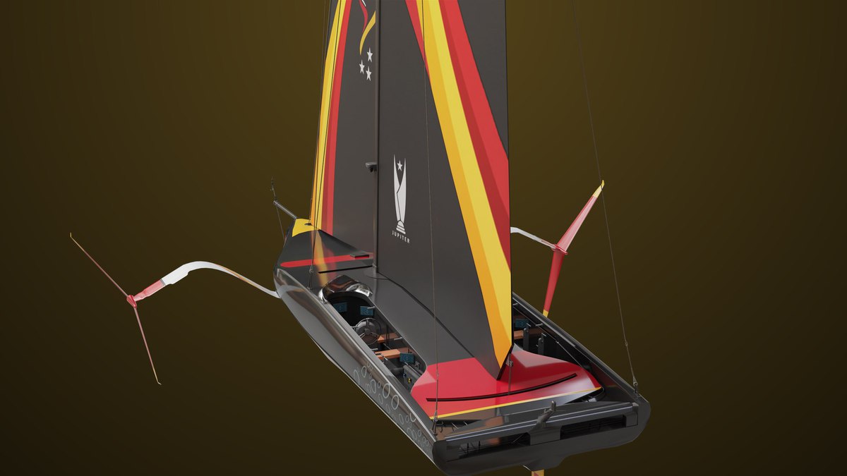 Yacht Hydrofoil Sailing Boat 01 Black URP HDRP Textures