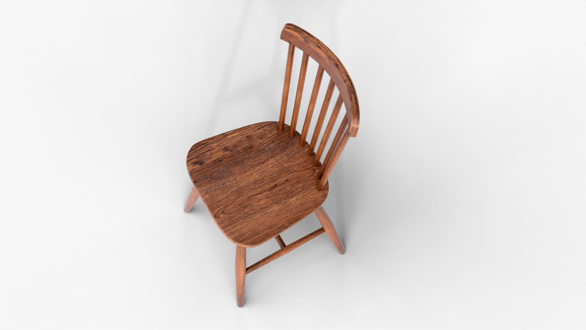 Classic Wooden Spindle Back Chair – Game Ready 3D Model by skajmera21