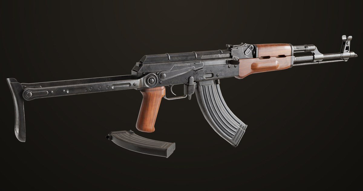 AKMS Light Machine Gun 10 Wood URP HDRP Texture