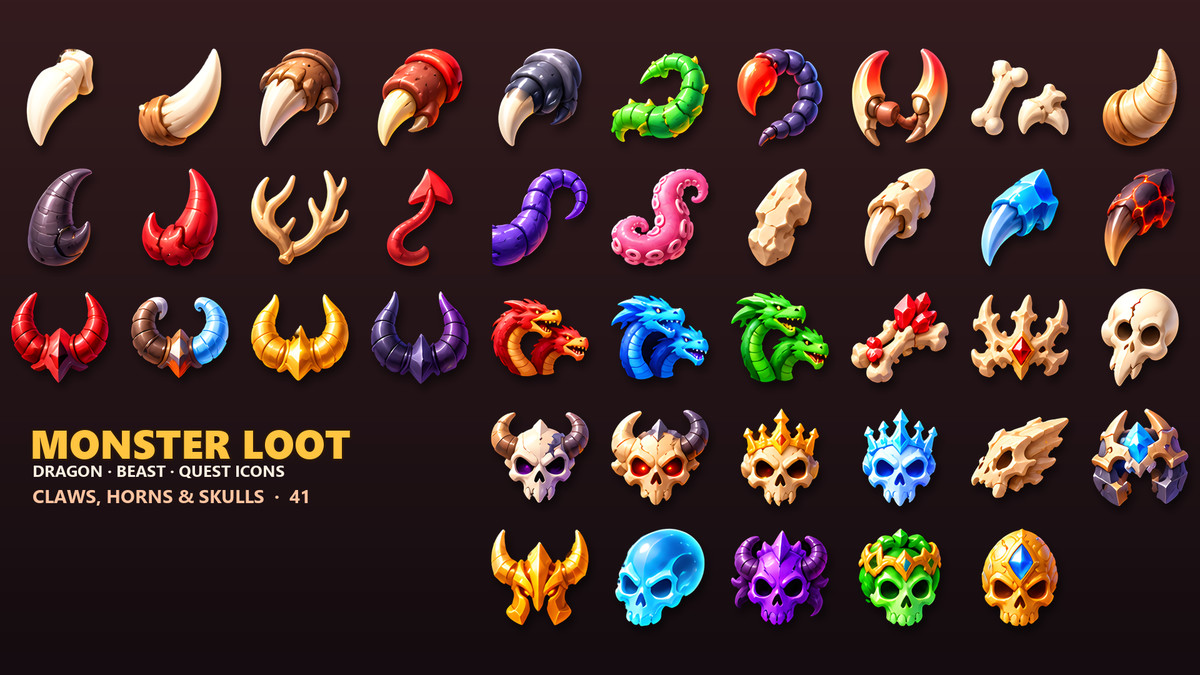 Monster & Dragon Loot Icons - 313 RPG Drops