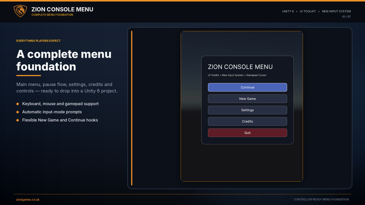 Zion Console Menu