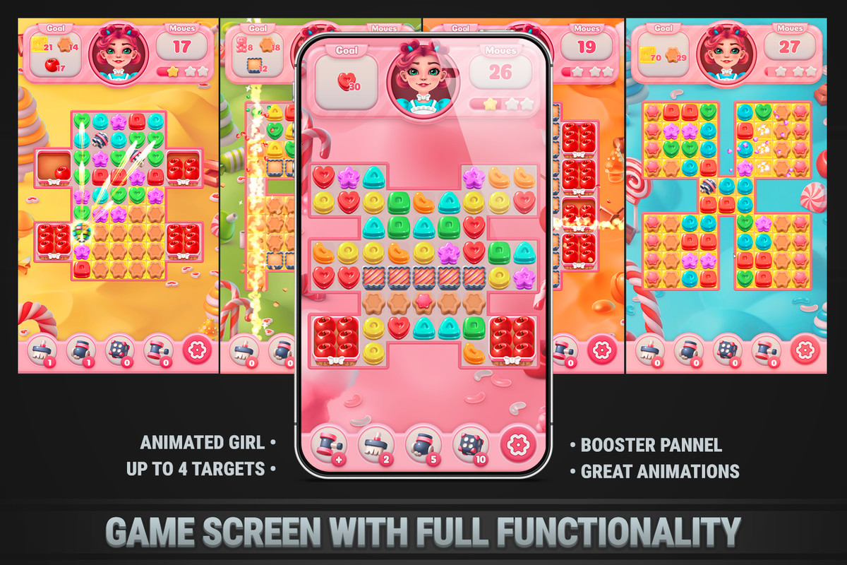 MK Match-3 Kit • Candy Sweet Game Template