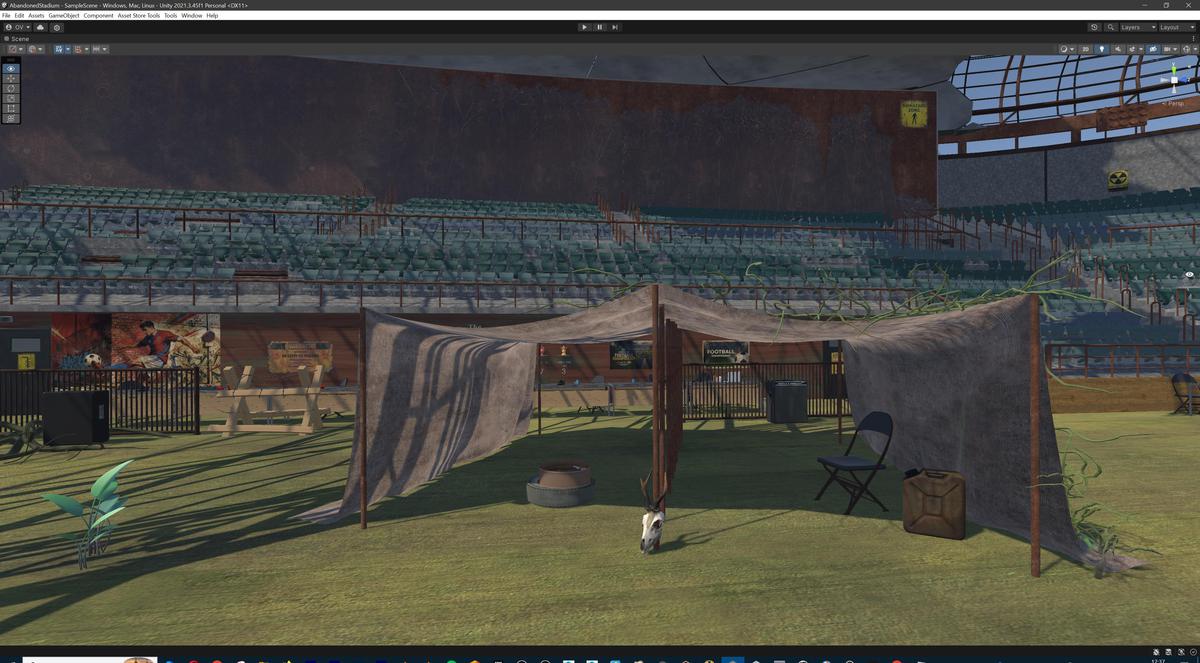 Abandoned Post-Apocalyptic Football Stadium - Modular Environment 3d Level