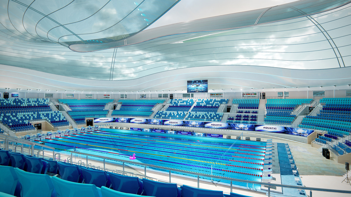 Olympic Aquatic Center Swimming Pool Modular Environment 3D
